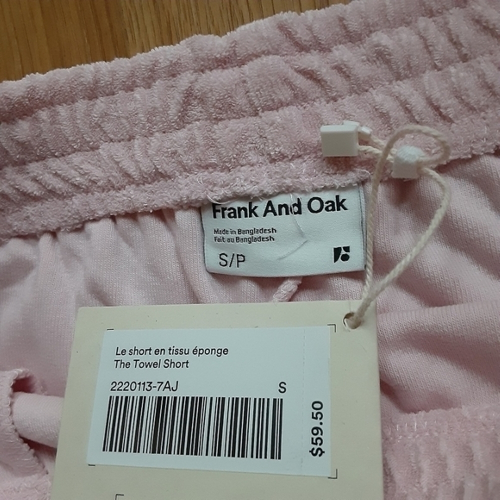 NWT Frank‎ and Oak Plush terry organic cotton retro shorts,light pink,S - Picture 9 of 16